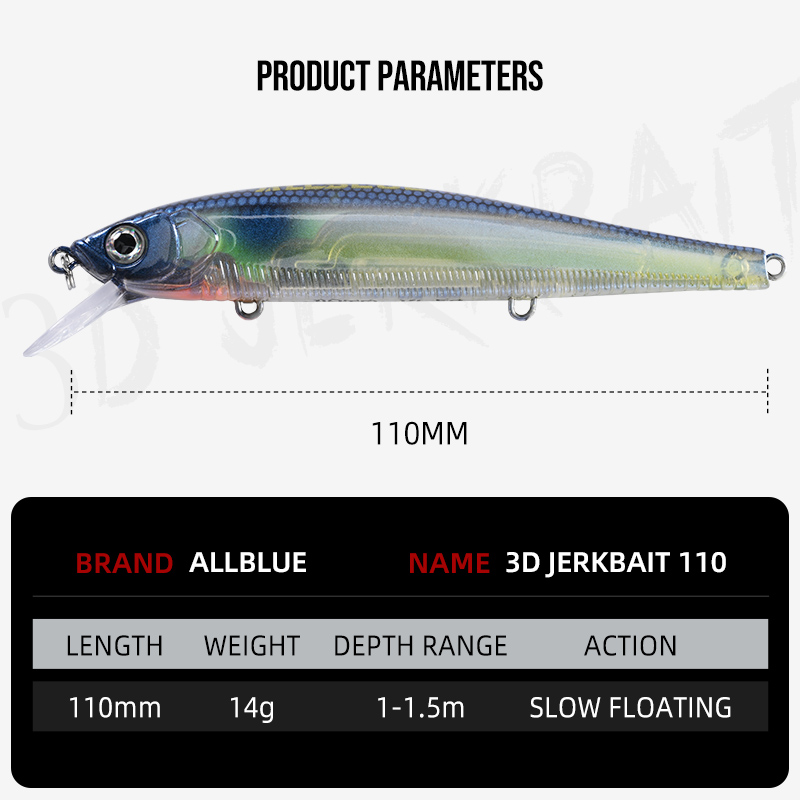 ALLBLUE 3D Jerkbait Wobbler Fi - огляд і ціна Fishing Lure Topwater